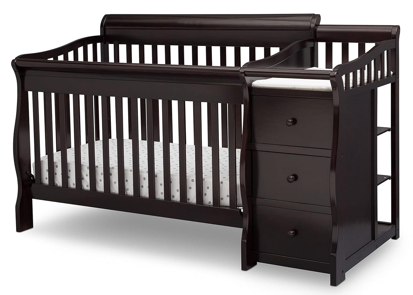 Princeton Junction 4-In-1 Convertible Crib and Changer - Greenguard Gold Certified, Dark Chocolate Baby Products Convertible Cribs Furniture Infant & Toddler Beds Nursery