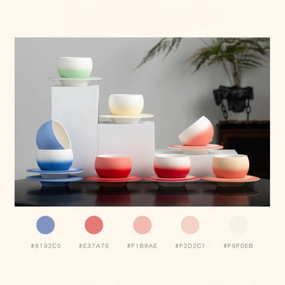 Matte Ombre Ceramic Coffee Cup & Saucer Set