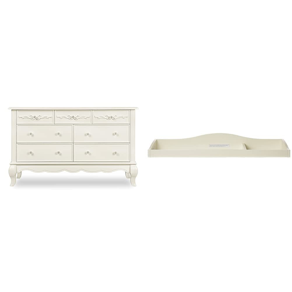 Evolur Aurora 7 Drawer Double Dresser, Akoya Grey Pearl/Silver Mist & Aurora 6 Drawer Tall Chest in Akoya Grey Pearl/Silver Mist Bedroom Furniture Dressers Furniture Home & Kitchen