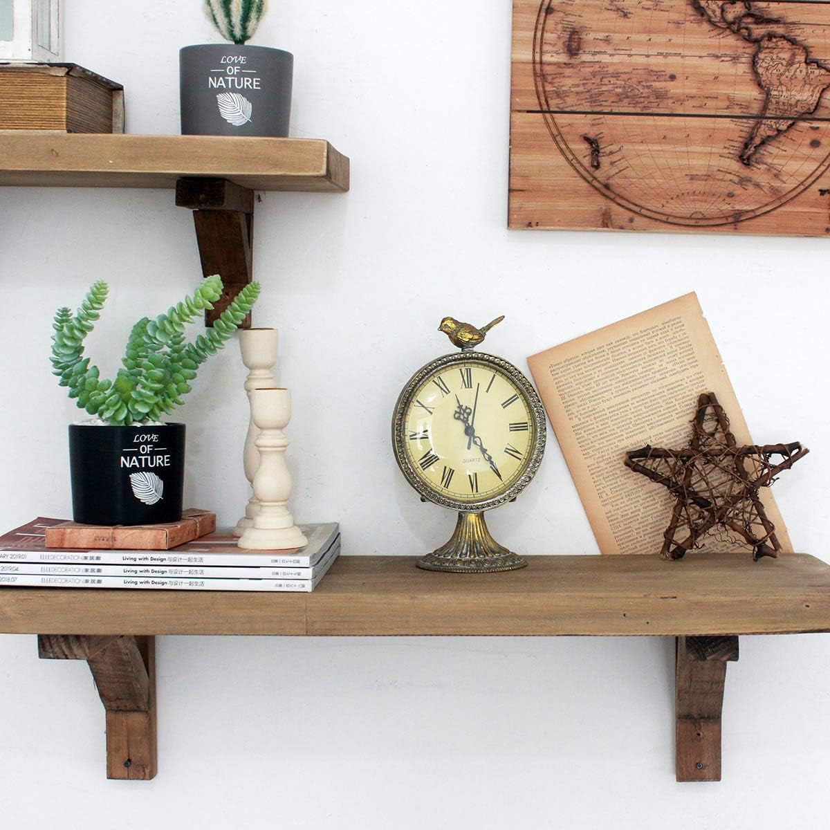 Funly Mee Vintage Pewter Table Clock with Cute Bird,Antique Gold Clocks Desk & Shelf Clocks Home & Kitchen Home Décor Products