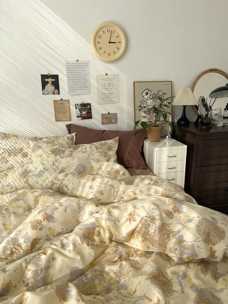 Soft Vintage Floral Cotton Bedding Set