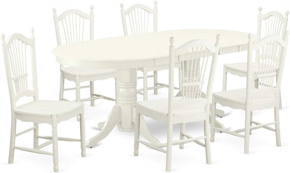 East West Furniture Vancouver 7 Piece Modern Set Consist of an Oval Wooden Table with Butterfly Leaf and 6 Dining Room Chairs, 40X76 Inch, Linen White Dining Room Furniture Furniture Home & Kitchen Table & Chair Sets