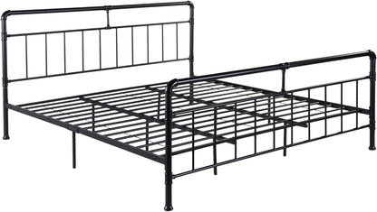 Christopher Knight Home Sally King-Size Iron Bed Frame, Minimal, Industrial, Flat Black Bedroom Furniture Beds Frames & Bases Furniture Home & Kitchen