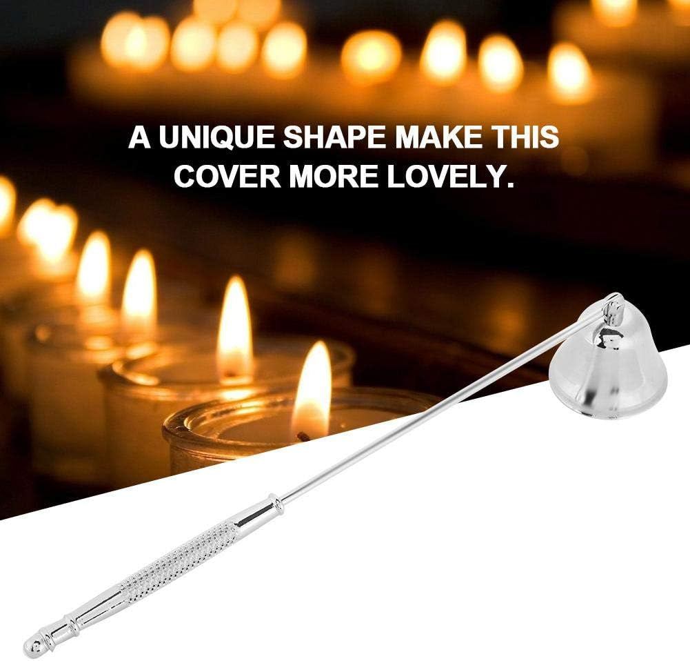 Fashion Stainless Steel Bell Shaped Candle Snuffer Wick Trimmer Cover Hand Tool Extinguish Candle Wick Trimmer Candle Snuffer(Sliver)