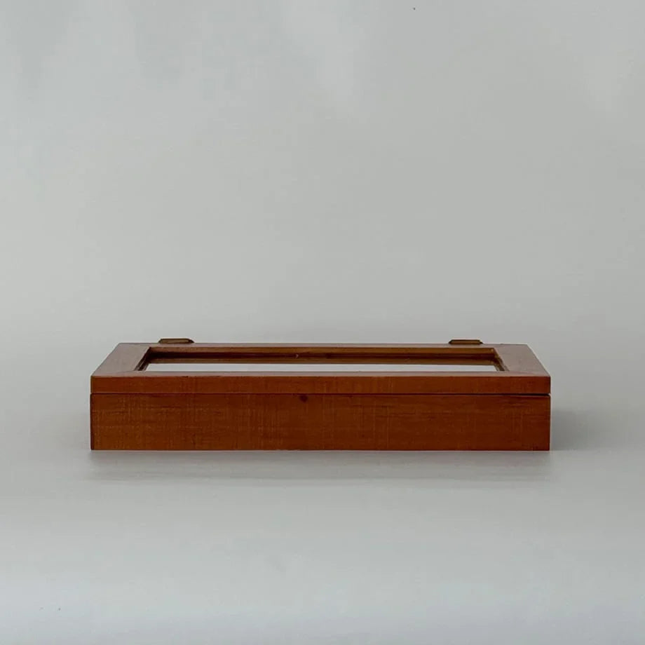 Polished Wood Jewelry Organizer with Glass Lid