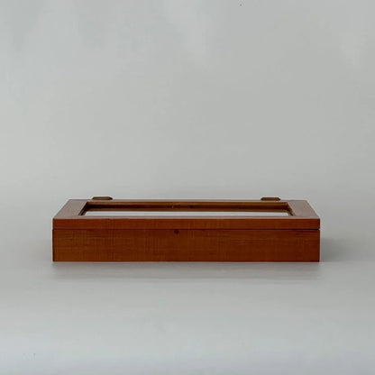 Polished Wood Jewelry Organizer with Glass Lid