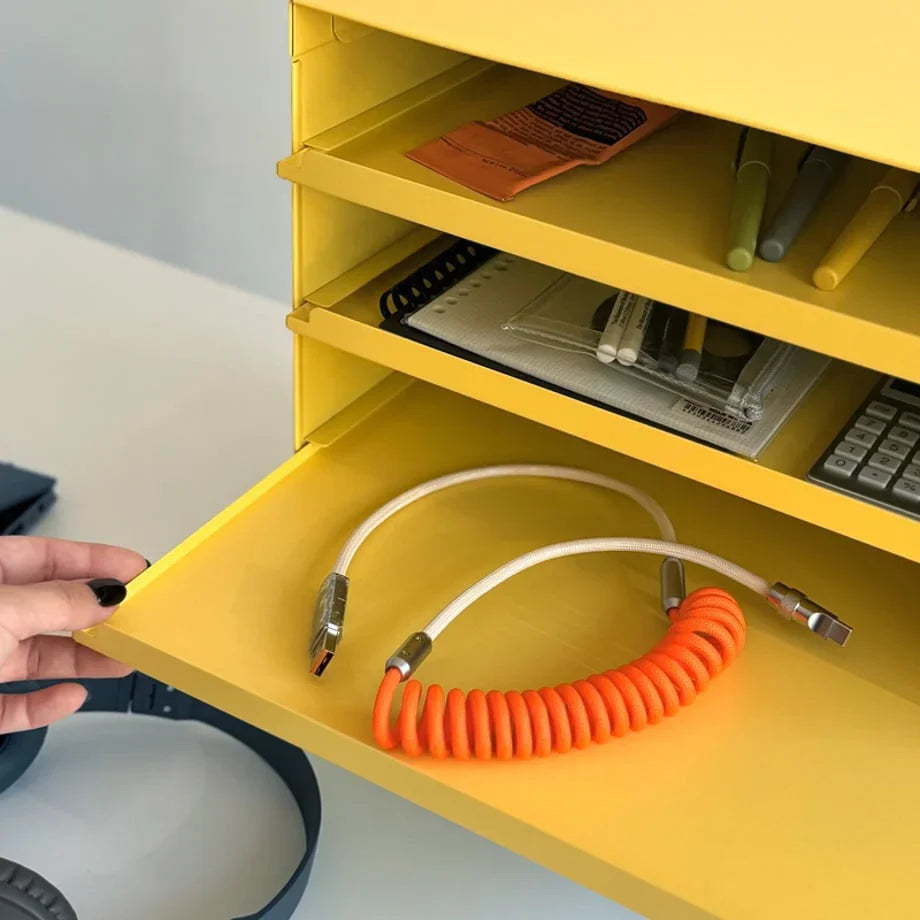 Sleek Solid Color Metal Desktop Organizer