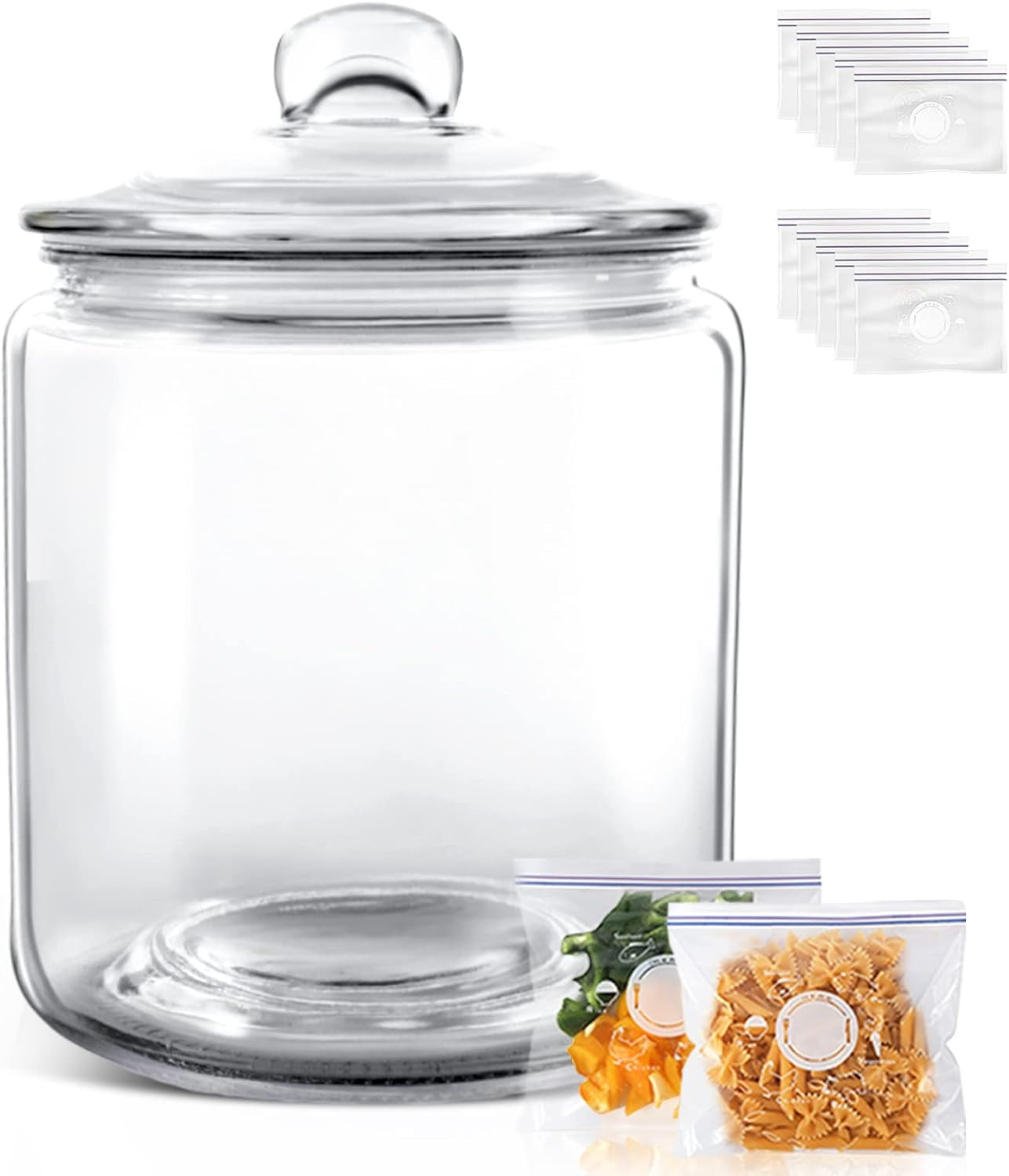 Masthome Large Glass Jar,1 Gallon Glass Jar with Lid, Airtight,Dishwasher Safe,Wide Mouth Glass Storage Canister for Pasta,Flour,Nuts,Cookies,& More-Send 15 Food Storage Bags Food Jars & Canisters Food Storage Home & Kitchen Kitchen & Dining Storage & Organization