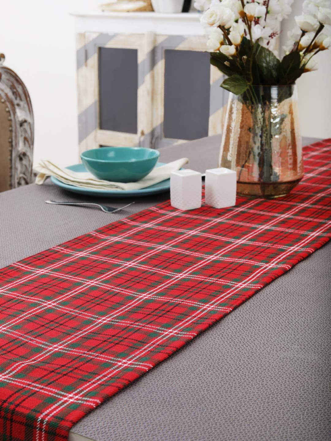 Cotton Table Runner (13 X 72Inch), Red&Green Plaid - Perfect for Thanks Giving, Christmas, All Seasons and Holidays Home & Kitchen Kitchen & Dining Kitchen & Table Linens Table Runners