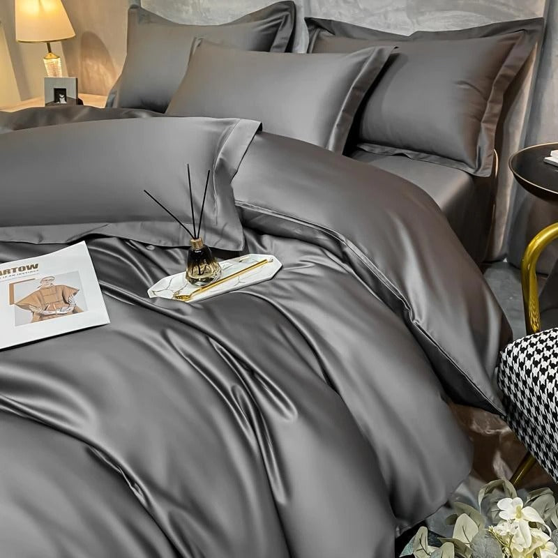 Neo Deep Grey Silky Cotton Bedding Set