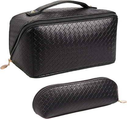 Abiudeng Large Makeup Bag,Double Layer Cosmetic Bag,Travel Makeup Bag,Leather Makeup Bag, Cosmetic Travel Bags,Portable Leather Toiletry Bag,Roomy Cosmetic Bag for Women and Girls Bags & Cases Beauty & Personal Care Cosmetic Bags Tools & Accessories