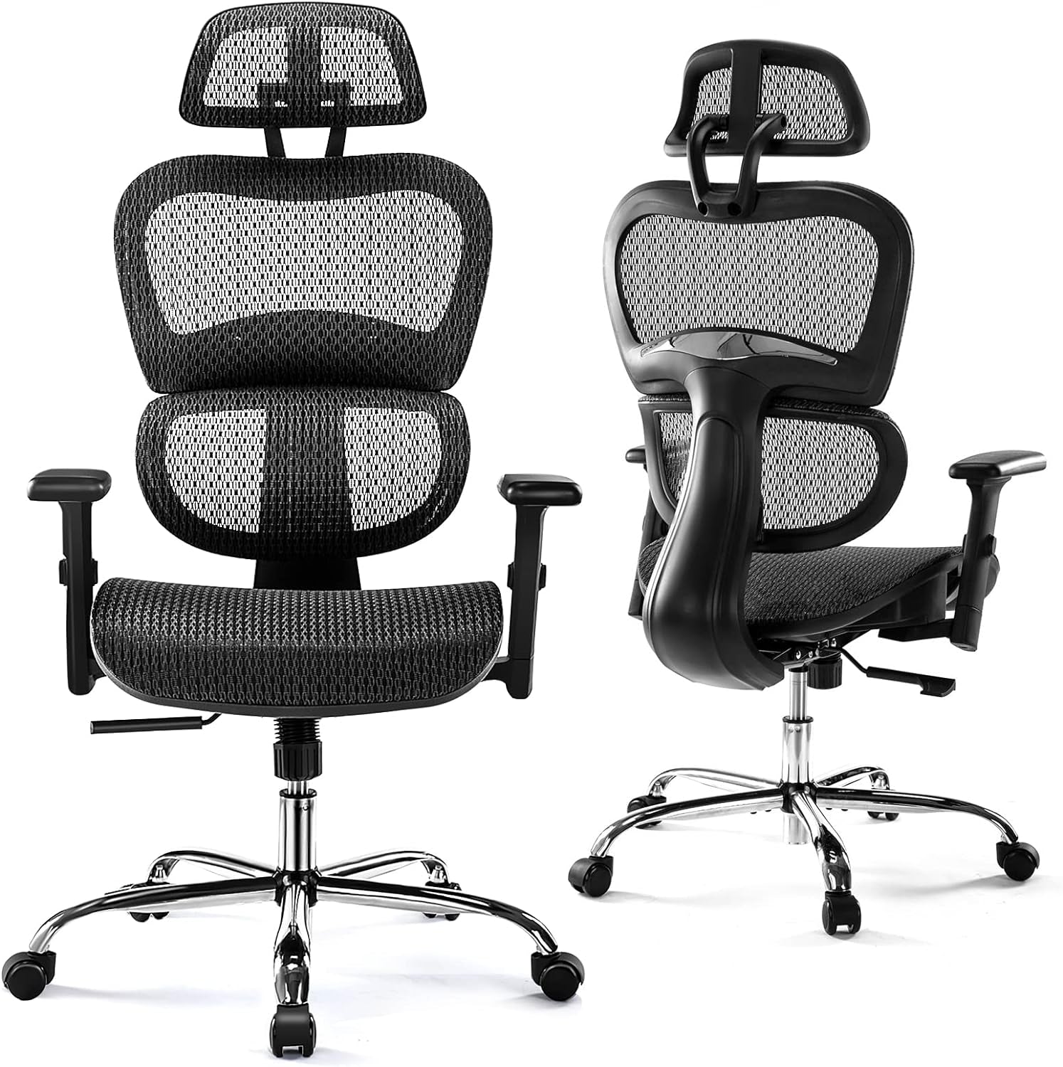 JHK Ergonomic High Back Office Chair with Headrest, Lumbar Support, Movable Armrests, Swivel Mesh Office Chair with 300 Lbs Capacity Adjustable Height for Home Office, Executive, Blue (WY-5283-BU) Chairs & Sofas Managerial & Executive Chairs Office Furniture & Lighting Office Products