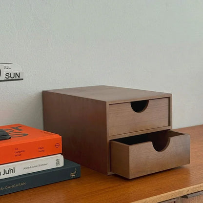 Smooth Minimalist Wood Desktop Organizer with Drawers