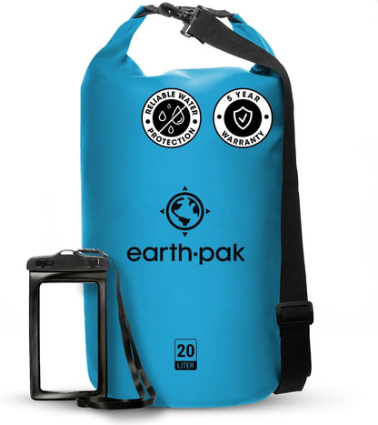 Earth Pak Waterproof Dry Bag - Roll Top Waterproof Backpack Sack Keeps Gear Dry for Kayaking, Beach, Rafting, Boating, Hiking, Camping and Fishing with Waterproof Phone Case Kayak Accessories Kayaking Sports Sports & Outdoors Water Sports