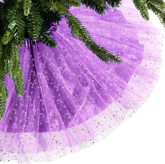 Christmas Tree Skirt Ruffle Glitter Shiny Xmas Tree Tulle Skirt Sequin Double Layers Xmas Trees round Mat for Christmas Valentine'S Day Party Decoration Indoor Outdoor (Rose Gold, 48 Inch) Home & Kitchen Seasonal Décor Tree Skirts