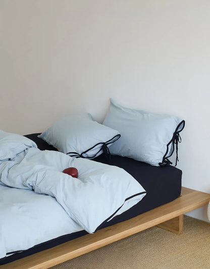 Soft Contrast Tie Washed Cotton Bedding Set