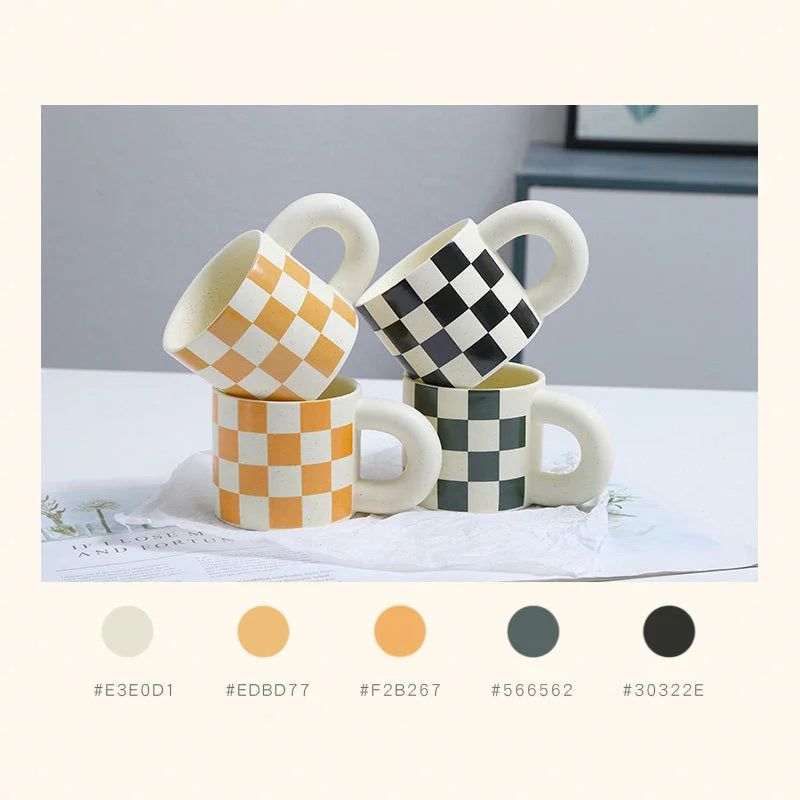 Chunky Checkered Ceramic Mug