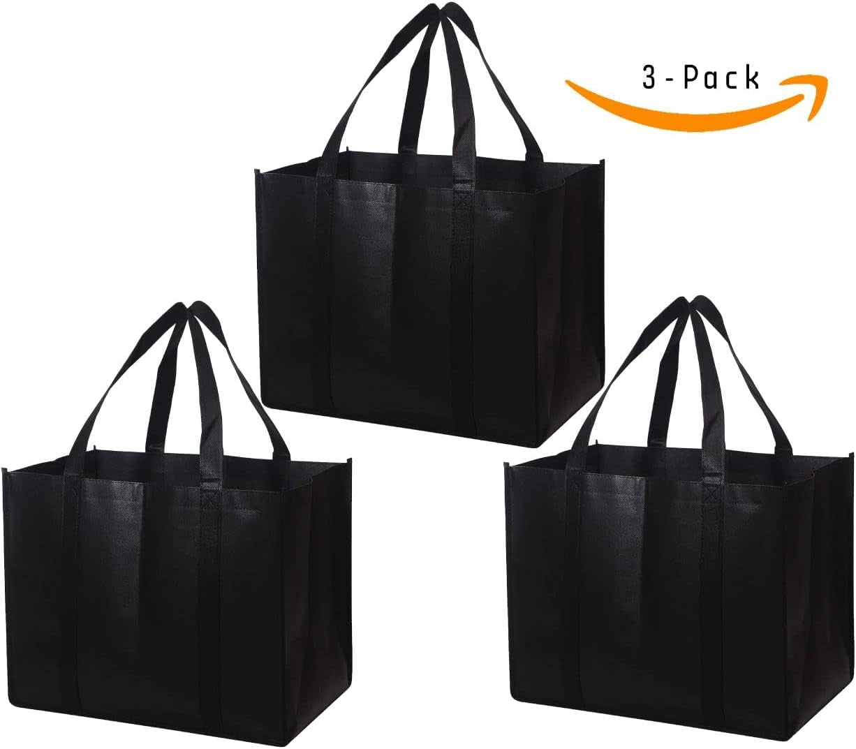 General Purpose Tote Bags Reusable Plastic Groceries Bags (3Bags) | Heavy Duty Foldable Tote |Grocery Shopping | Bulk Bags with Large Handles | Tote Bag for Travel, Parties Home & Kitchen Kitchen & Dining Reusable Grocery Bags Storage & Organization Travel & To-Go Food Containers