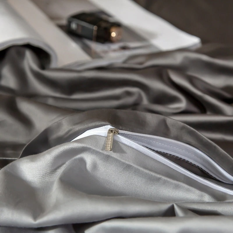 Shemir Grey Silver Reversible Egyptian Cotton Bedding Set