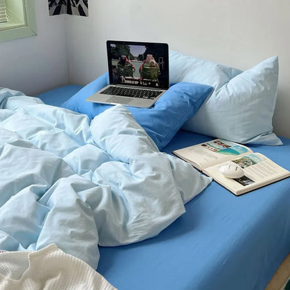 Soft Washed Solid Color Cotton Bedding Set