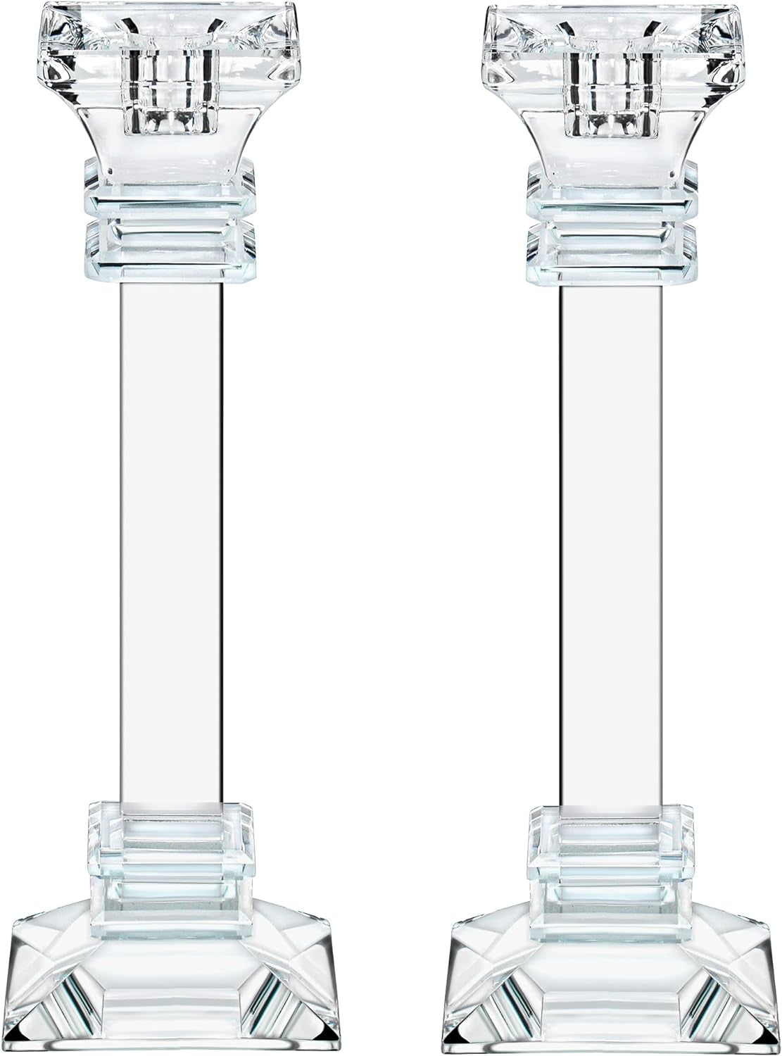 Crystal Candle Holders Set of 2-9.2" Tall Crystal Candlestick Holders - Ultra Elegant & Modern Centerpiece Home Décor Candleholders Candles & Holders Candlestick Holders Home & Kitchen Home Décor Products