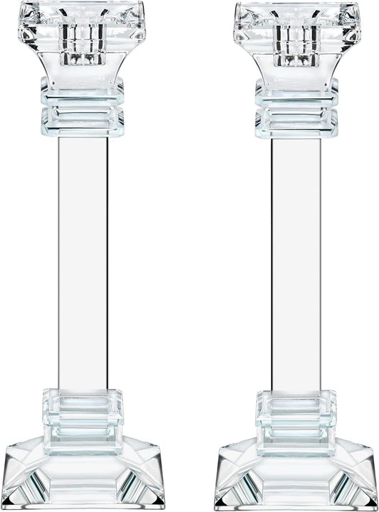 Crystal Candle Holders Set of 2-9.2" Tall Crystal Candlestick Holders - Ultra Elegant & Modern Centerpiece Home Décor Candleholders Candles & Holders Candlestick Holders Home & Kitchen Home Décor Products