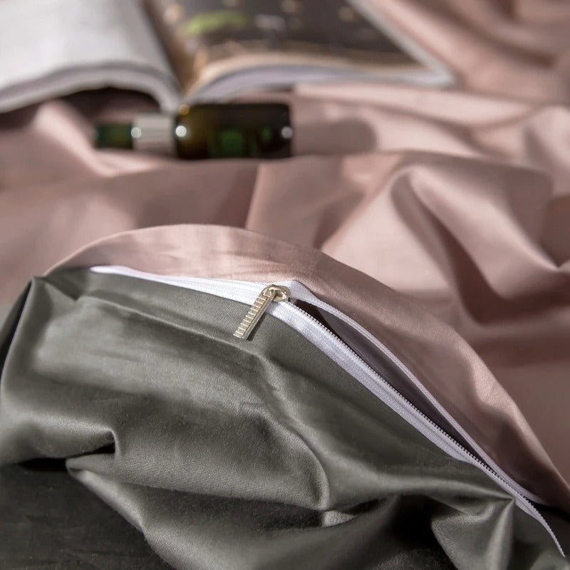 Shemir Rose Grey Reversible Egyptian Cotton Bedding Set