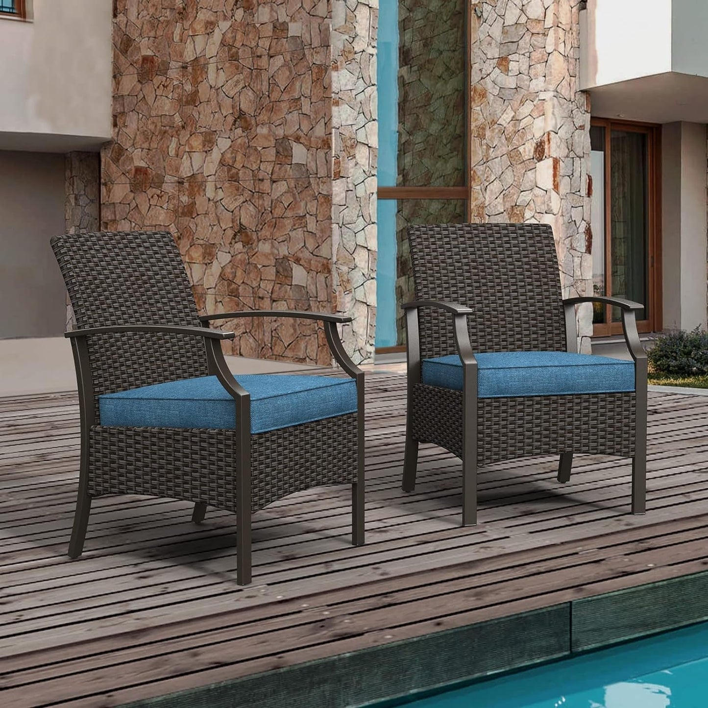 Grand Patio 5-Piece Outdoor Furniture Sets Weather-Resistant Wicker Steel Outdoor Patio Chairs with Olefin Cushions Ottomans and Coffee Table for Balcony Backyard Garden Poolside- Gray Conversation Sets Lawn & Garden Patio Patio Furniture & Accessories Patio Furniture Sets