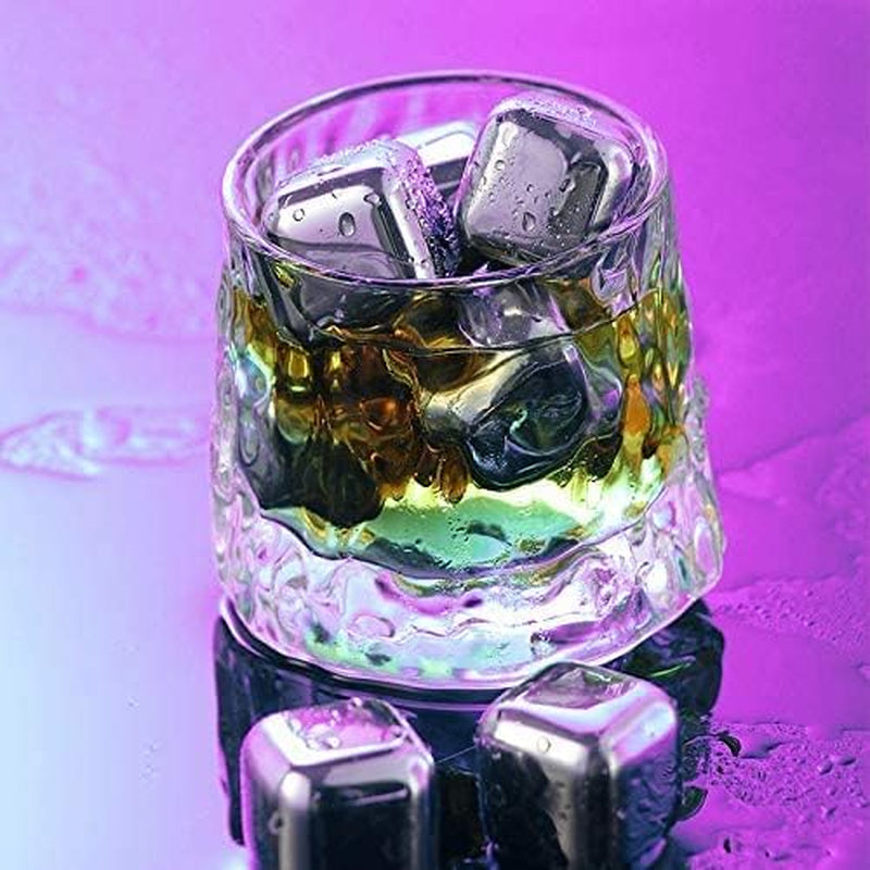 Stainless Steel Ice Cubes, 8-PCS Stainless Steel Ice Cubes, Reusable Whiskey Stones, Chilling Stone for Wine with Non-Slip Ice Tongs & Freezer Storage Tray Home & Kitchen Ice Cube Molds & Trays Kitchen & Dining Kitchen Utensils & Gadgets Specialty Tools & Gadgets