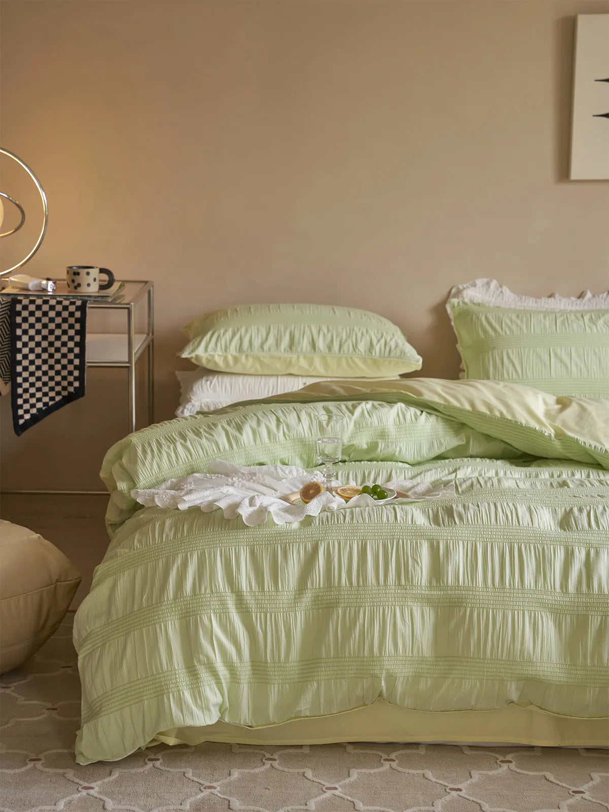 Textured Pintuck Washed Cotton Bedding Set