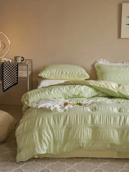 Textured Pintuck Washed Cotton Bedding Set