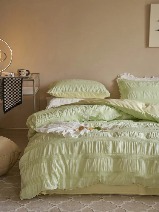 Textured Pintuck Washed Cotton Bedding Set