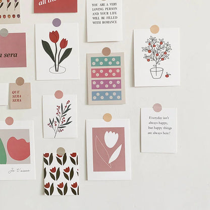 Matte Vintage Tulip & Quote Kraft Paper Wall Collage Kit