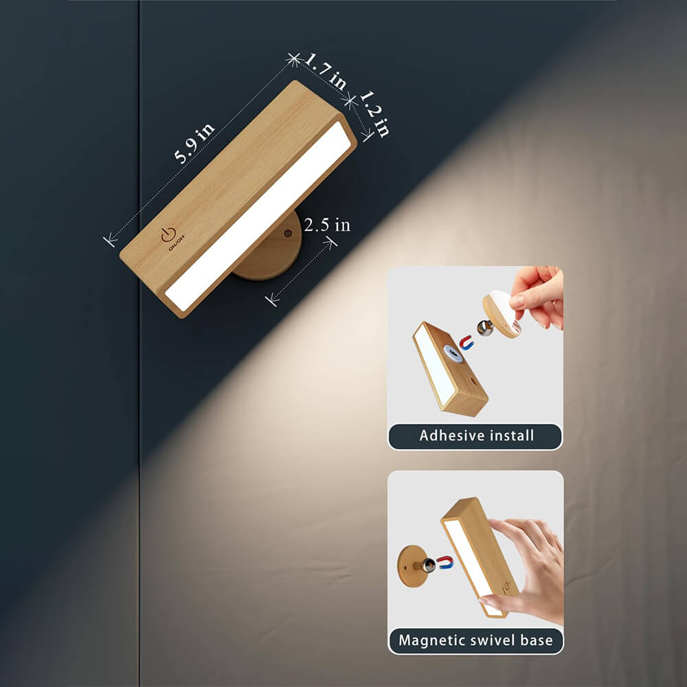 Rechargeable Square Wood Grain Wall Light(2 Packs)