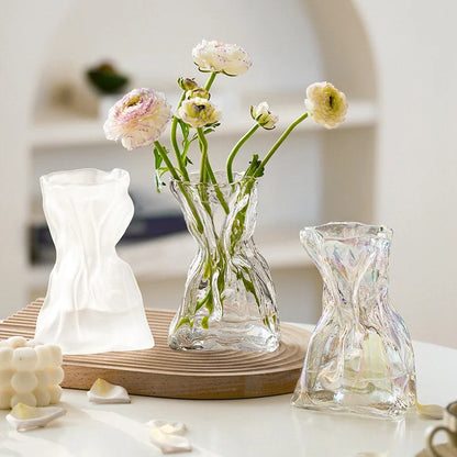 Sculptural Crumpled Glass Vase