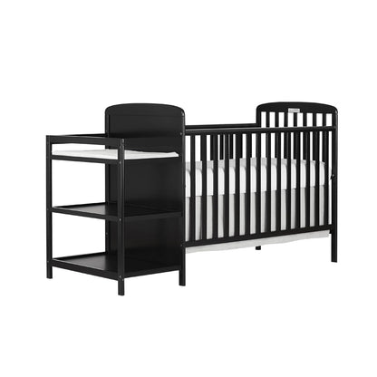 Anna 3-In-1 Full-Size Crib and Changing Table Combo in Steel Grey, Greenguard Gold Certified, Non-Toxic Finishes, Includes 1" Changing Pad, Wooden Nursery Furniture Baby Products Changing & Dressing Changing Tables Furniture Nursery