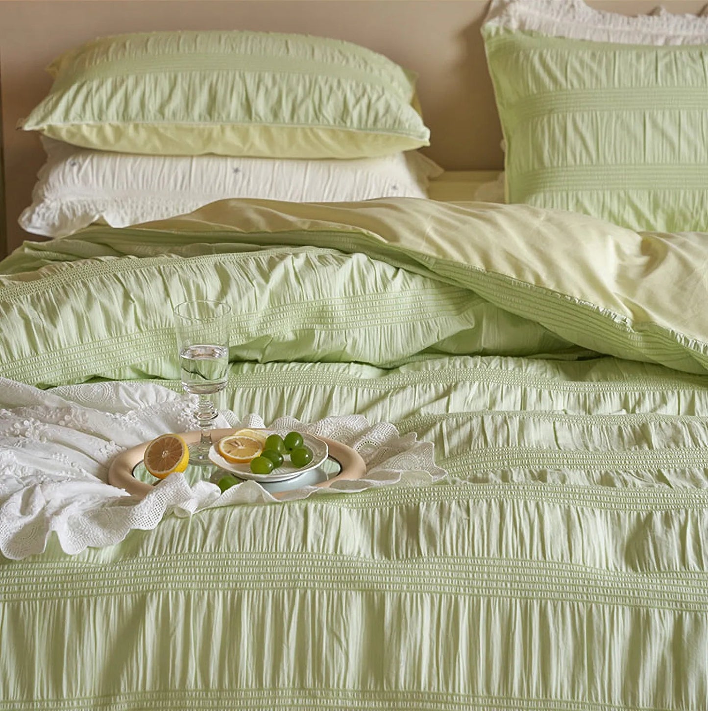 Textured Pintuck Washed Cotton Bedding Set