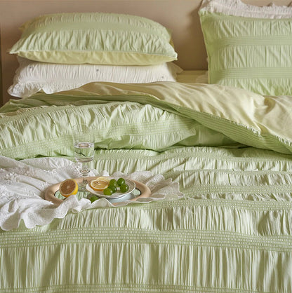 Textured Pintuck Washed Cotton Bedding Set