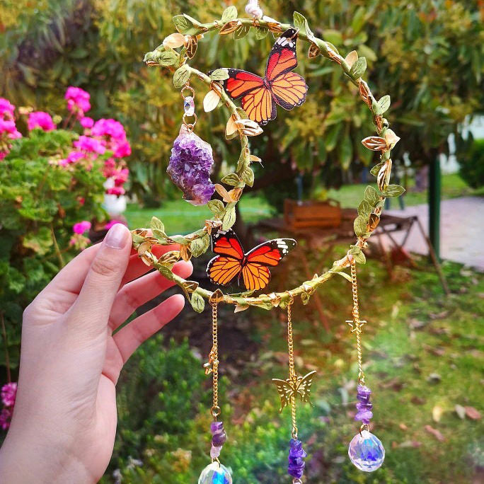 Fairy Butterfly Moon Suncatcher AESTHETIC_Fairycore AESTHETIC_Witchcore SUB CATEGORY_Suncatchers