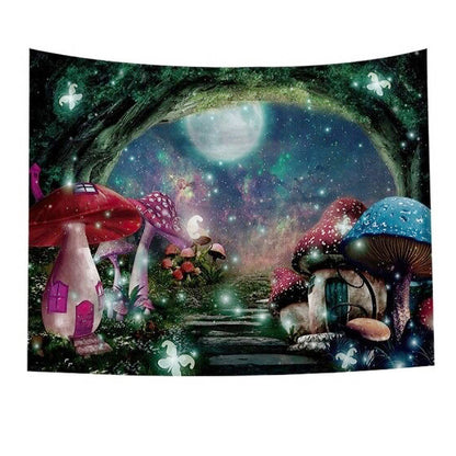 Fairy Mushrooms World Tapestry AESTHETIC_Fairycore AESTHETIC_Mushroom SUB CATEGORY_Tapestries