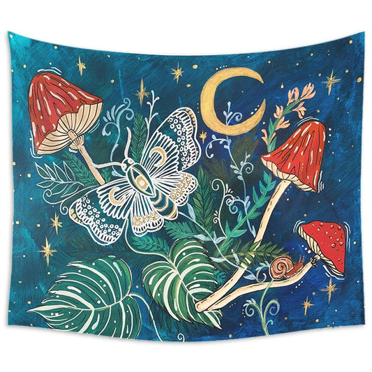 The Mystical Moth Tapestry AESTHETIC_Fairycore AESTHETIC_Mushroom SUB CATEGORY_Tapestries