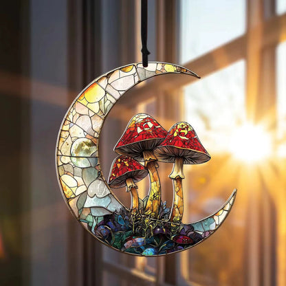 Fairycore Aesthetic Moon & Mushroom Suncatcher