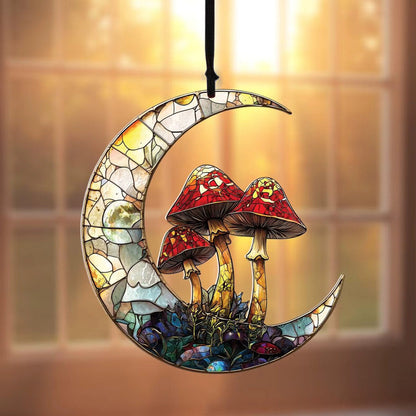 Fairycore Aesthetic Moon & Mushroom Suncatcher