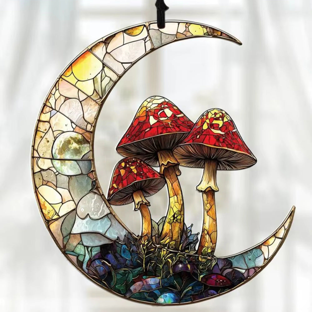 Fairycore Aesthetic Moon & Mushroom Suncatcher