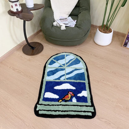 Tapis décoratif touffeté avec fausse fenêtre