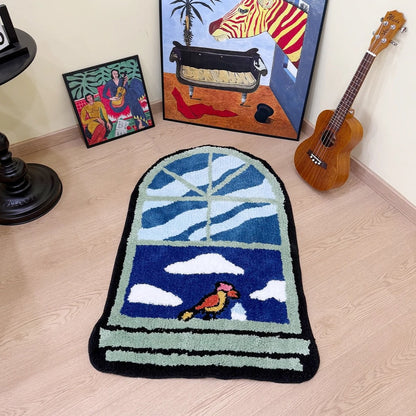 Tapis décoratif touffeté avec fausse fenêtre