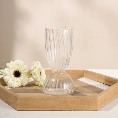 Fall Aesthetic Clear Striped Glass Vase