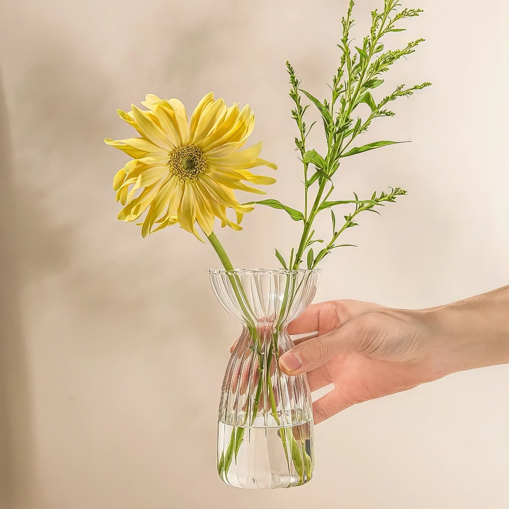 Fall Aesthetic Clear Striped Glass Vase