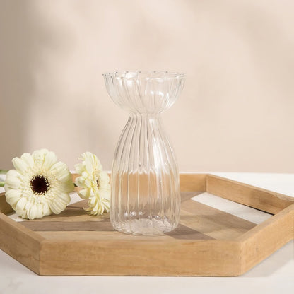 Fall Aesthetic Clear Striped Glass Vase