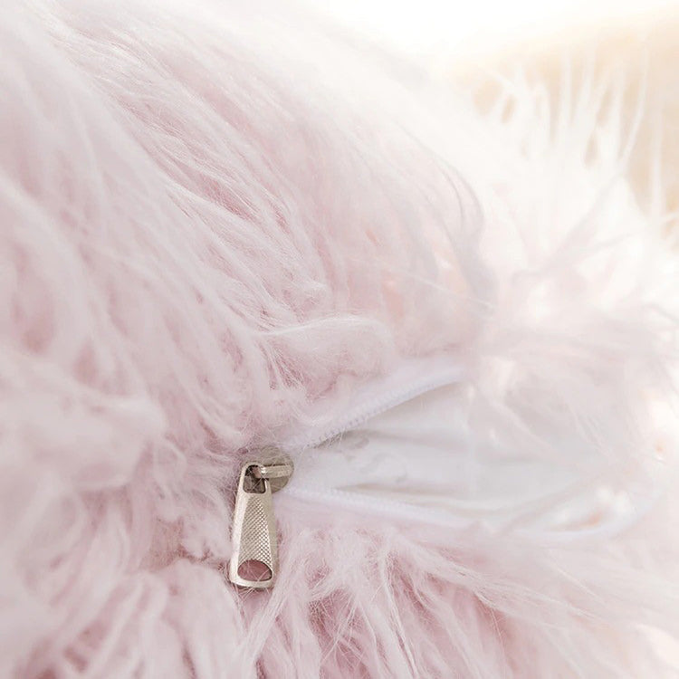 Dusty Faux Fur Cushion Cover fluffy furry tassel